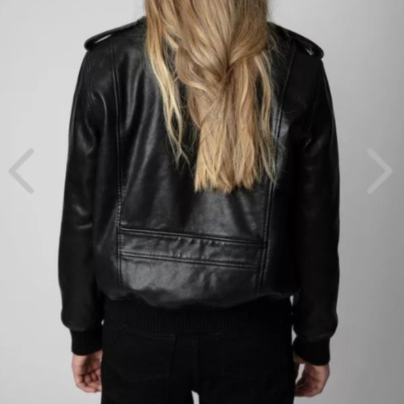 Zadig & Voltaire Luka Leather Fur Lined Jacket XS NWT - Picture 4 of 14